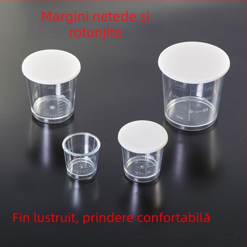 Set de 7 recipiente de măsură din plastic pentru pescuit, cu capac și marcaje de volum