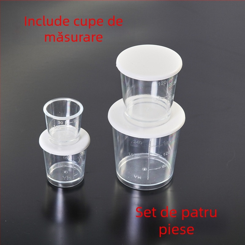 Set de 7 recipiente de măsură din plastic pentru pescuit, cu capac și marcaje de volum