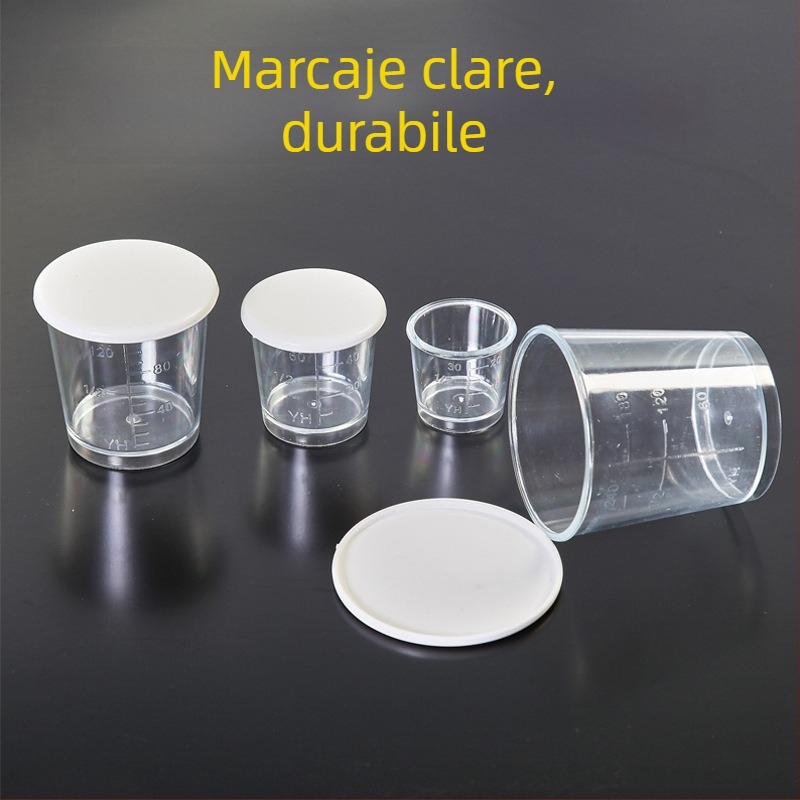 Set de 7 recipiente de măsură din plastic pentru pescuit, cu capac și marcaje de volum