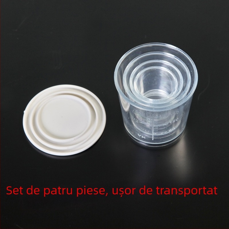 Set de 7 recipiente de măsură din plastic pentru pescuit, cu capac și marcaje de volum