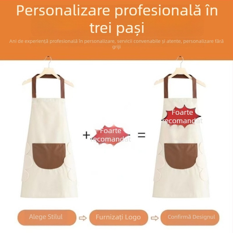 Șorț impermeabil în stil coreean, drăguț, fără mâneci, din PVC, protecție împotriva uleiului, cu funcție de ștergere a mâinilor
