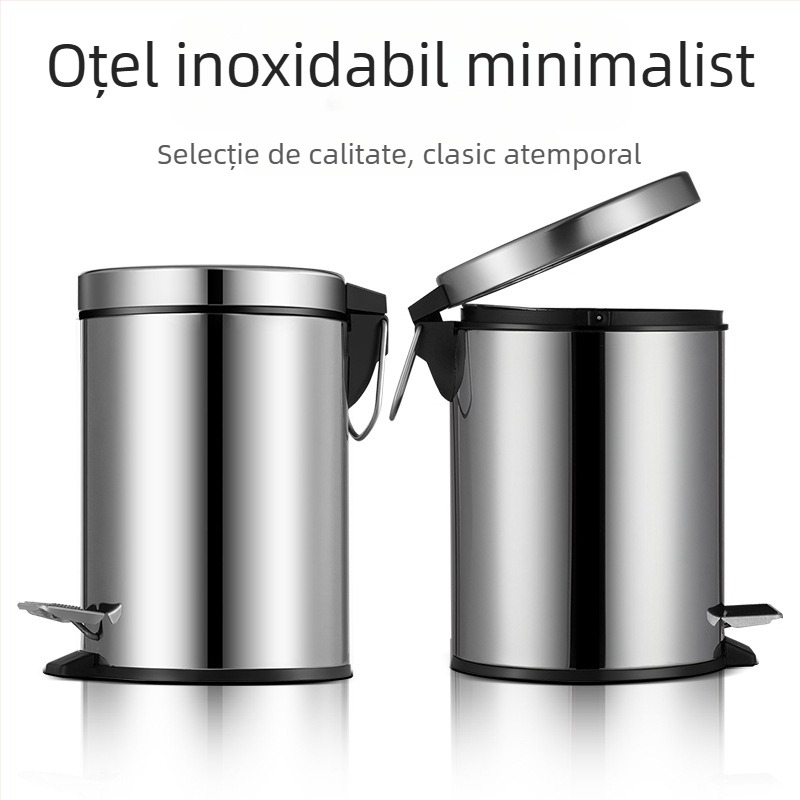 Coș de gunoi din oțel inoxidabil cu pedale, pentru baie, 4 L, depozitare casnică