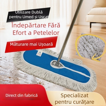Mop plat mare, personalizat, cu țesătură din plasă în patru culori și fir de bumbac lărgit, pentru administrarea proprietăților, școli, uz comercial și casnic