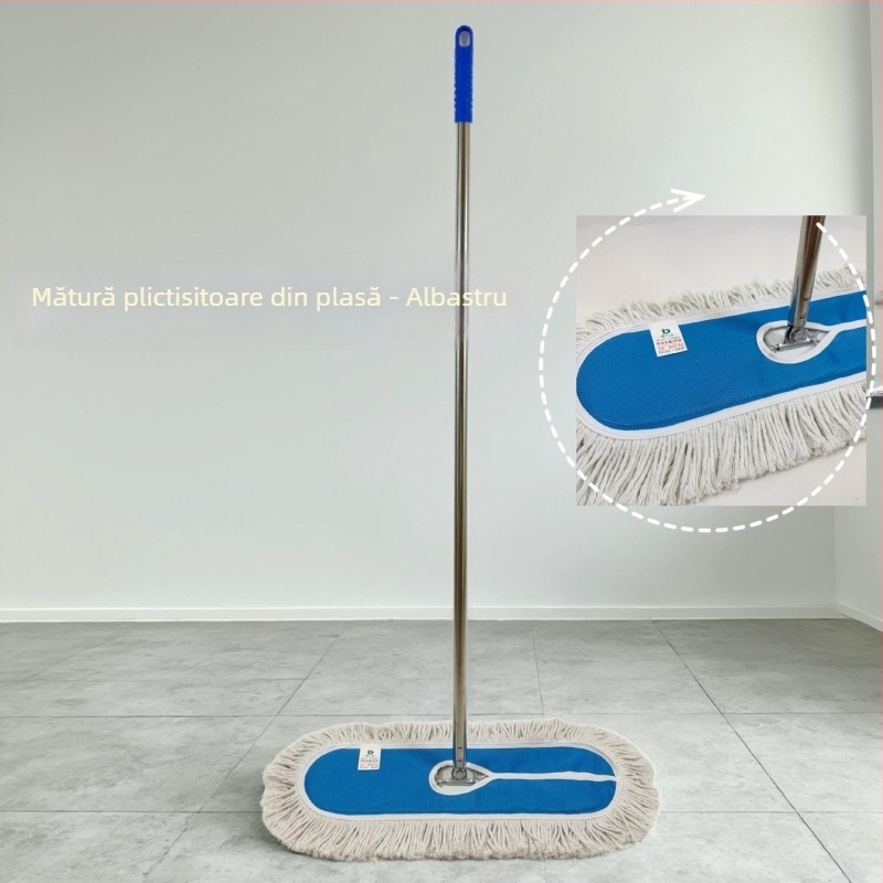 Mop plat mare, personalizat, cu țesătură din plasă în patru culori și fir de bumbac lărgit, pentru administrarea proprietăților, școli, uz comercial și casnic