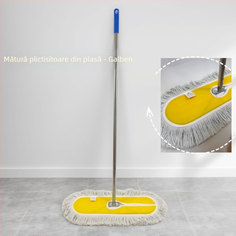 Mop plat mare, personalizat, cu țesătură din plasă în patru culori și fir de bumbac lărgit, pentru administrarea proprietăților, școli, uz comercial și casnic