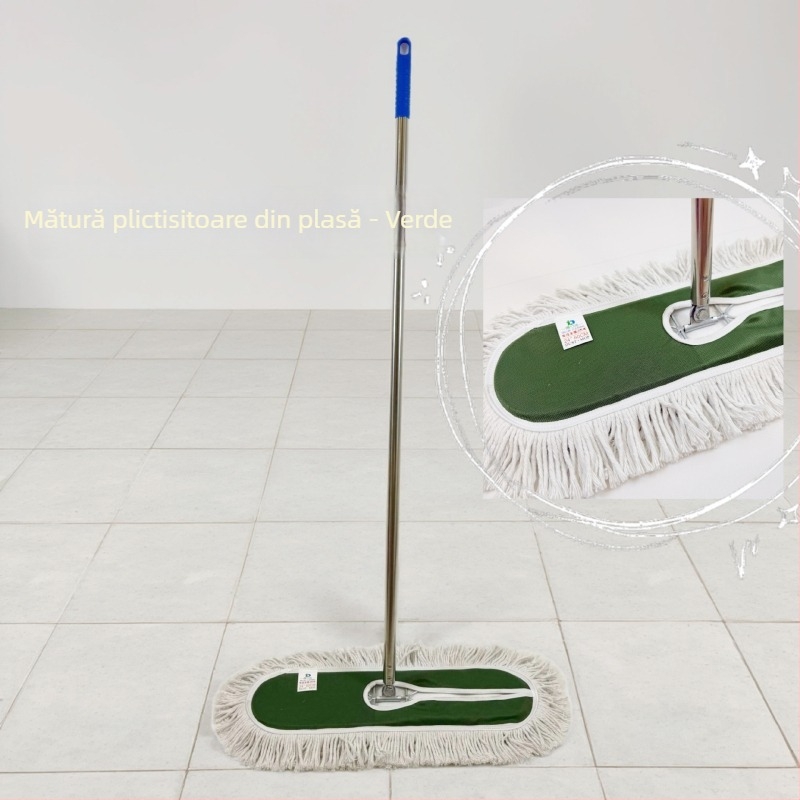 Mop plat mare, personalizat, cu țesătură din plasă în patru culori și fir de bumbac lărgit, pentru administrarea proprietăților, școli, uz comercial și casnic