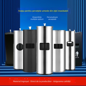 Dispenser/coș pentru șervețele umede din oțel inoxidabil sau fier vopsit, capacitate 12 L+, deschidere prin atingere, uz comercial