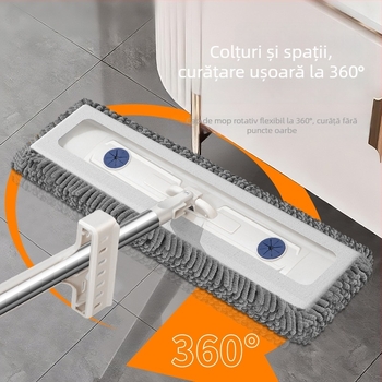 Mop plat chenille pentru uz casnic, cap gros și mărit, curățare cu un singur pasaj, mop durabil fără atingere