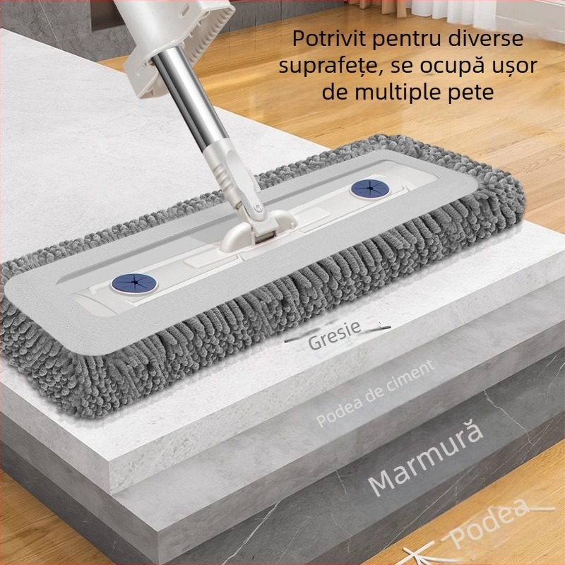 Mop plat chenille pentru uz casnic, cap gros și mărit, curățare cu un singur pasaj, mop durabil fără atingere