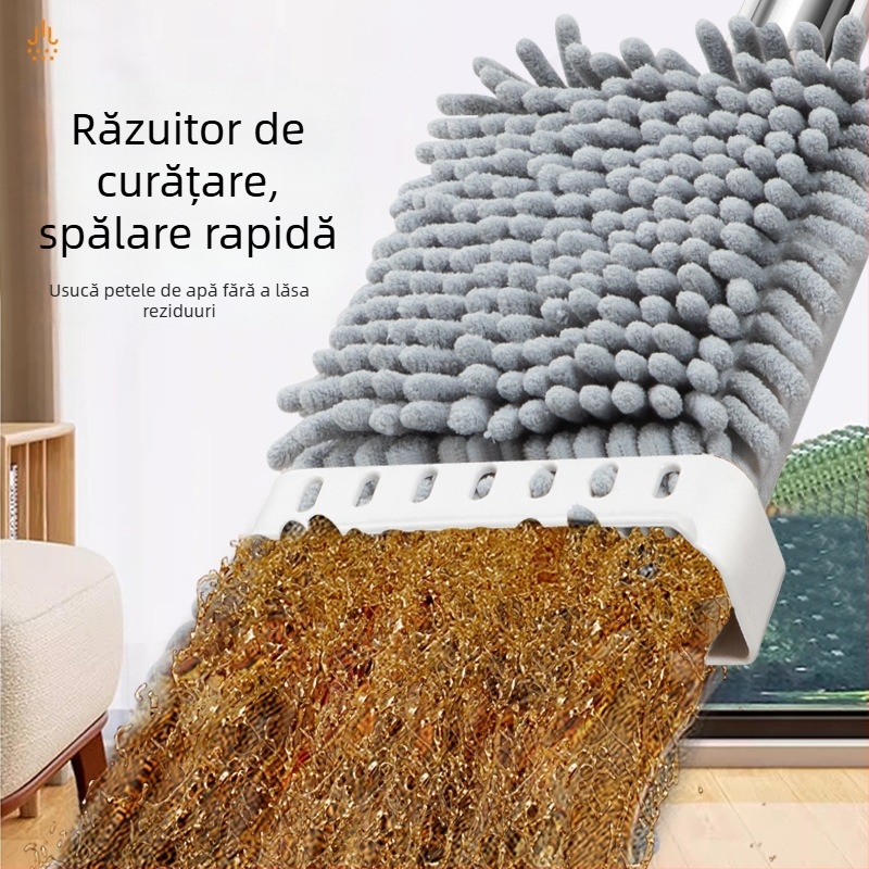 Mop plat chenille pentru uz casnic, cap gros și mărit, curățare cu un singur pasaj, mop durabil fără atingere