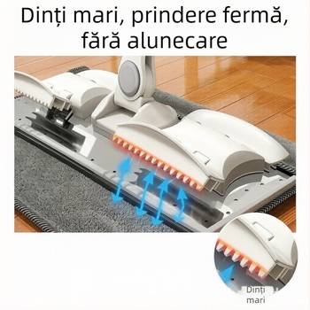 Mop plat cu bază din oțel inoxidabil, stoarcere fără atingere, cap din microfibră, pentru curățare uscată și umedă acasă.
