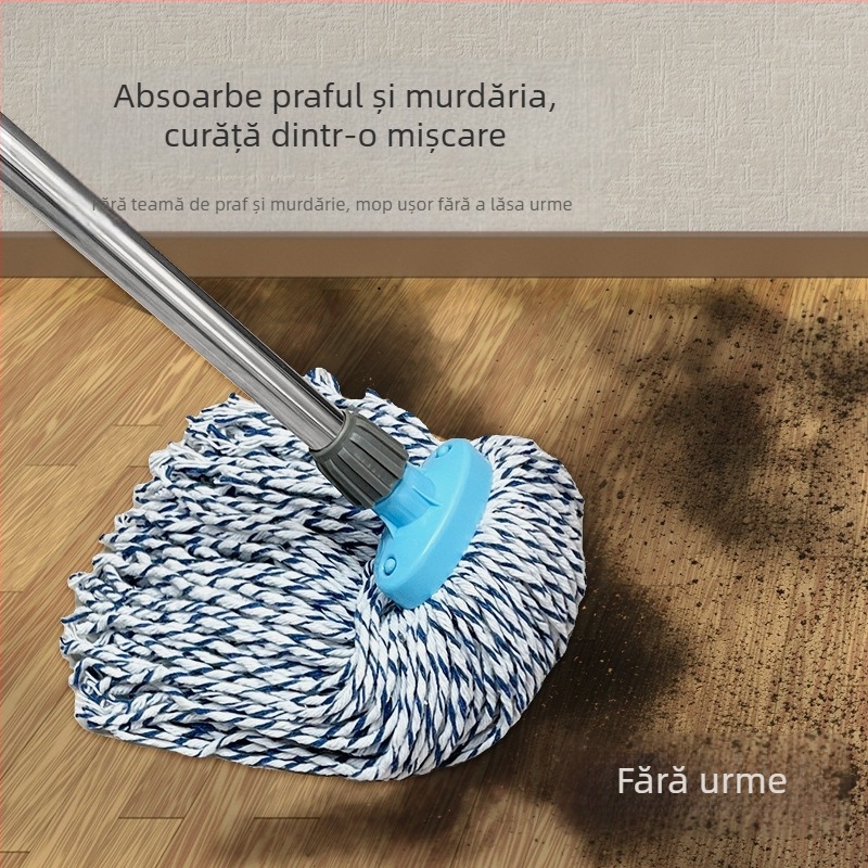 Mop din bumbac pentru uz casnic, mop plat universal cu cap lat, fire albe îngroșate și fire de bumbac colorate, absorbant și fără scame
