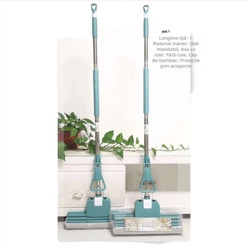 Mop absorbant pentru uz casnic, cu cap de burete și mâner din oțel inoxidabil; curățare fără atingere cu mâinile; design îngroșat, înaltă calitate.