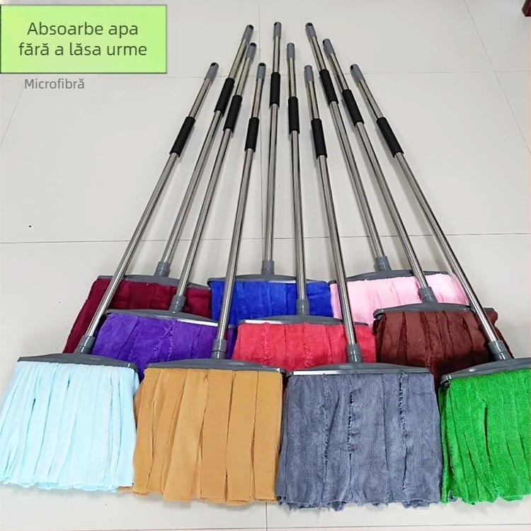 Mop cu fibre fine în fâșii, mâner îngroșat, mop casnic clasic cu benzi de pânză