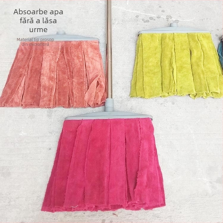 Mop cu fibre fine în fâșii, mâner îngroșat, mop casnic clasic cu benzi de pânză