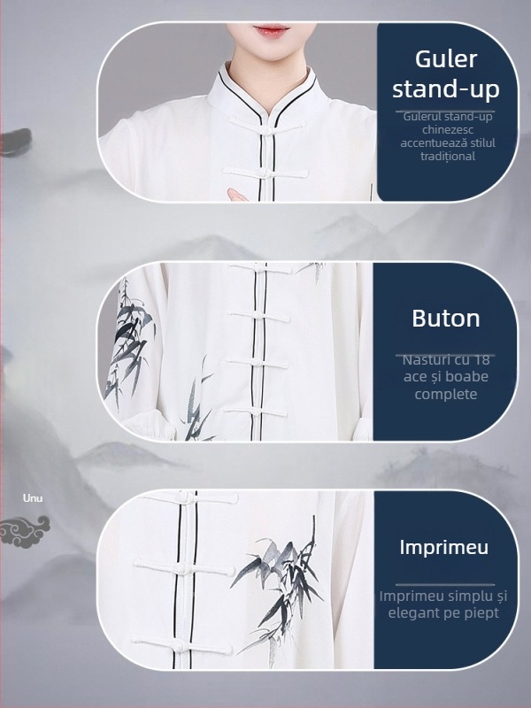 Set Tai Chi, model nou 2026, pentru bărbați și femei, imprimeu cu frunze de bambus, Uniformă de antrenament Tai Chi Eight-Section Brocade, primăvară-vară
