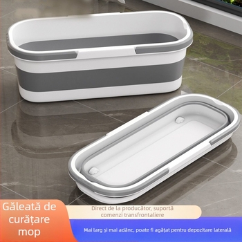 Găleată dreptunghiulară pliabilă pentru mop, cu storcător, utilizare casnică, pentru mop plat