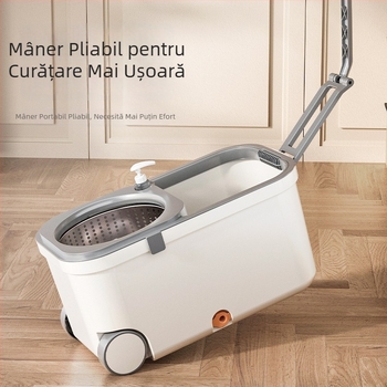 Găleată pentru mop cu rotire, fără atingere, sistem integrat de stoarcere și uscare