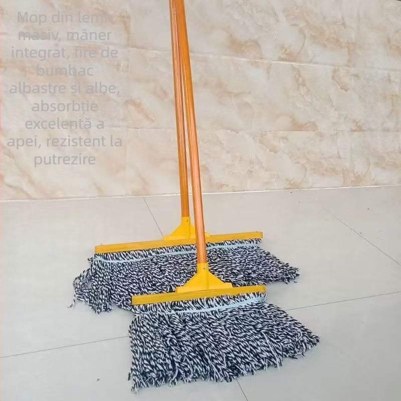 Mop plat cu cap de bumbac și tijă din oțel inoxidabil, pentru curățenie în casă și în atelier