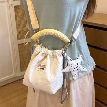 Geantă bucket pentru femei, stil japonez minimalist, culoare solidă, drăguță, geantă de umăr crossbody pentru uz zilnic