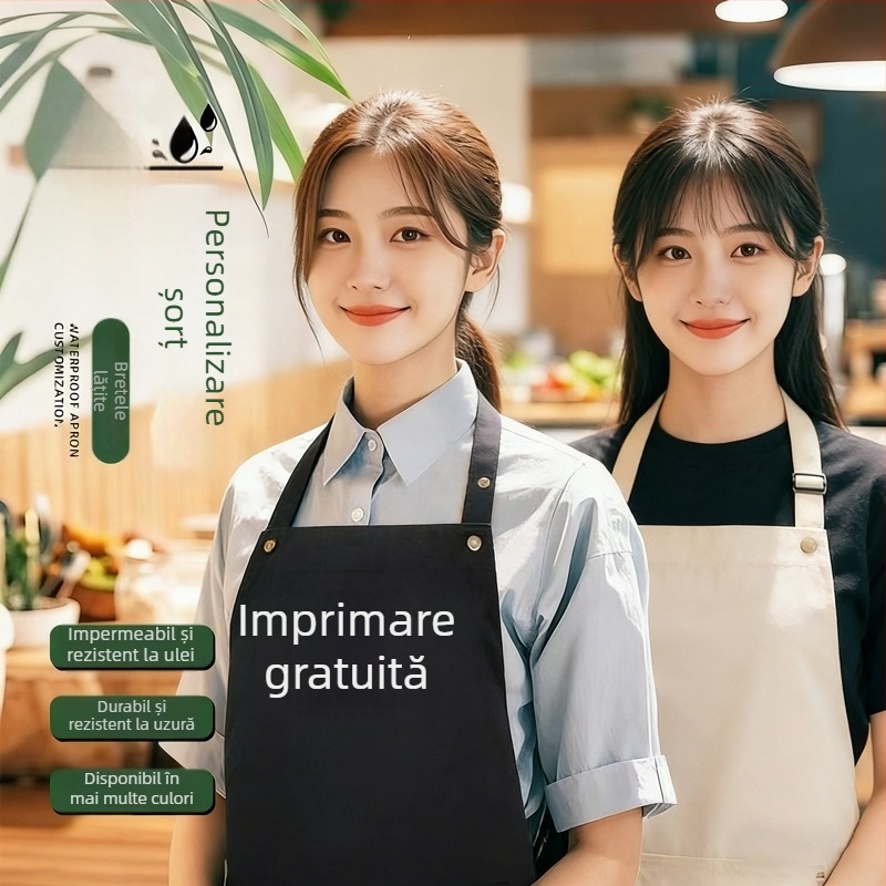 Șorț lavabil impermeabil fără mâneci, personalizabil cu logo, pentru adulți, stil minimalist