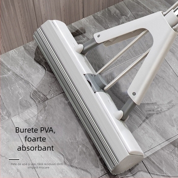 Mop din plastic și bumbac, fără atingere cu mâinile, mop mare din burete pentru curățenie casnică, absorbant