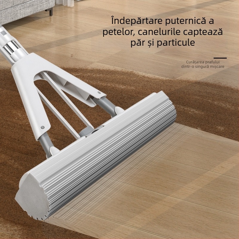 Mop din plastic și bumbac, fără atingere cu mâinile, mop mare din burete pentru curățenie casnică, absorbant