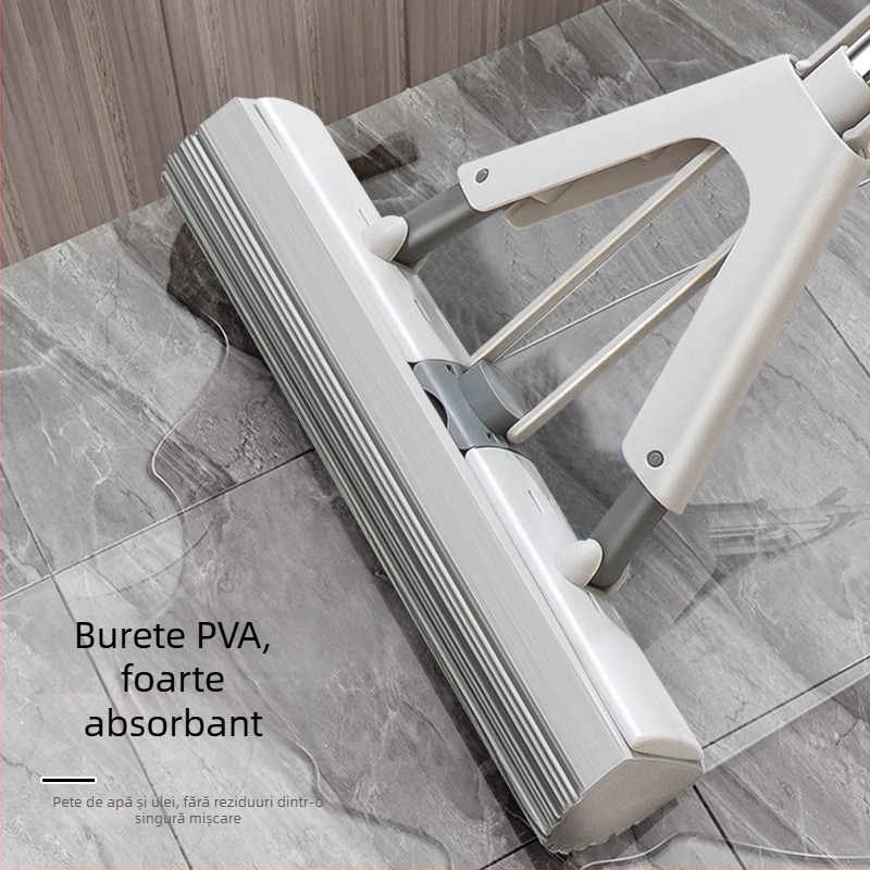 Mop din plastic și bumbac, fără atingere cu mâinile, mop mare din burete pentru curățenie casnică, absorbant