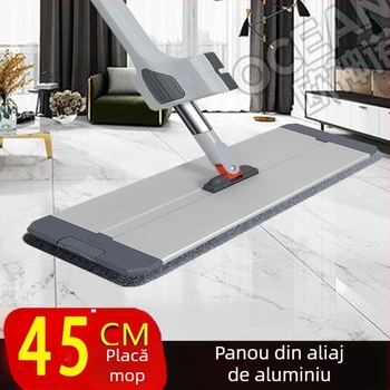 Mop din aliaj de aluminiu, model nou, mop plat fără atingere cu mâna, instrument de curățare pentru locuință, pentru podele din lemn, uscat și umed