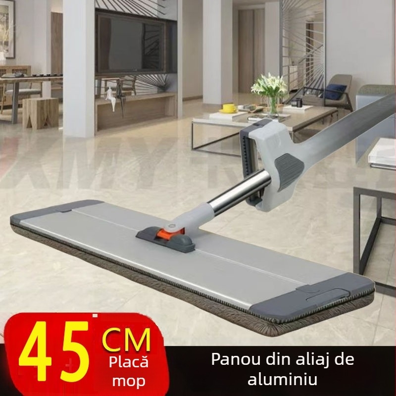 Mop din aliaj de aluminiu, model nou, mop plat fără atingere cu mâna, instrument de curățare pentru locuință, pentru podele din lemn, uscat și umed