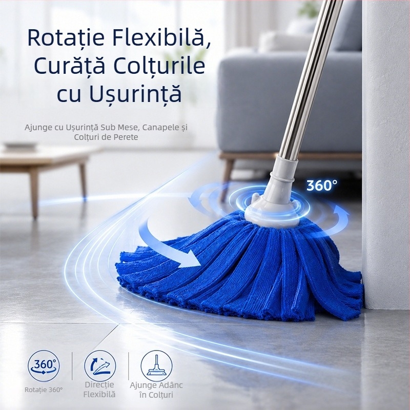 Mop din microfibră pentru uz casnic, dual uscat/umed, absorbant pentru podea, stil tradițional