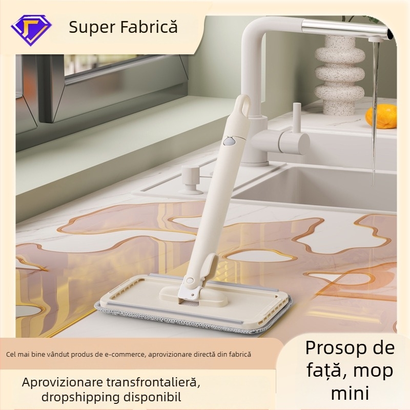 Mop plat pentru curățenie casnică cu microfibră, curățarea geamurilor, mâner antiderapant