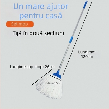 Mop durabil, fără scame, absorbant, din mătase-bumbac pentru podele din lemn, cu țesătură microfibră