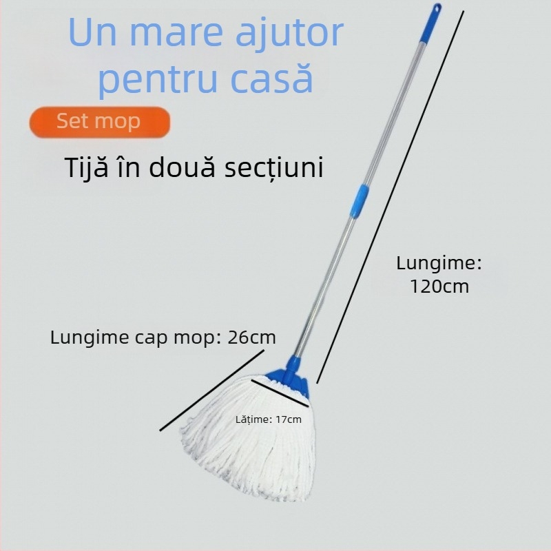 Mop durabil, fără scame, absorbant, din mătase-bumbac pentru podele din lemn, cu țesătură microfibră