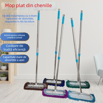 Mop plat Chenille pentru uz casnic – mop mare pentru curățare umedă și uscată pe podele din lemn și plăci ceramice