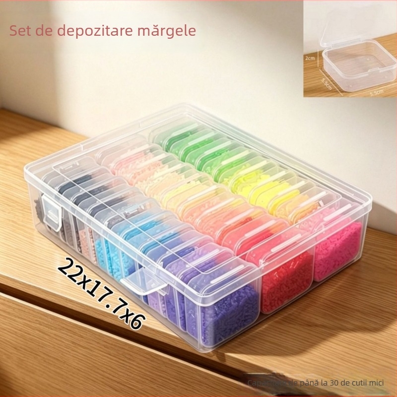 Cutie transparentă de depozitare pentru mărgele de artă, cu divizoare, capacitate mare, kit DIY