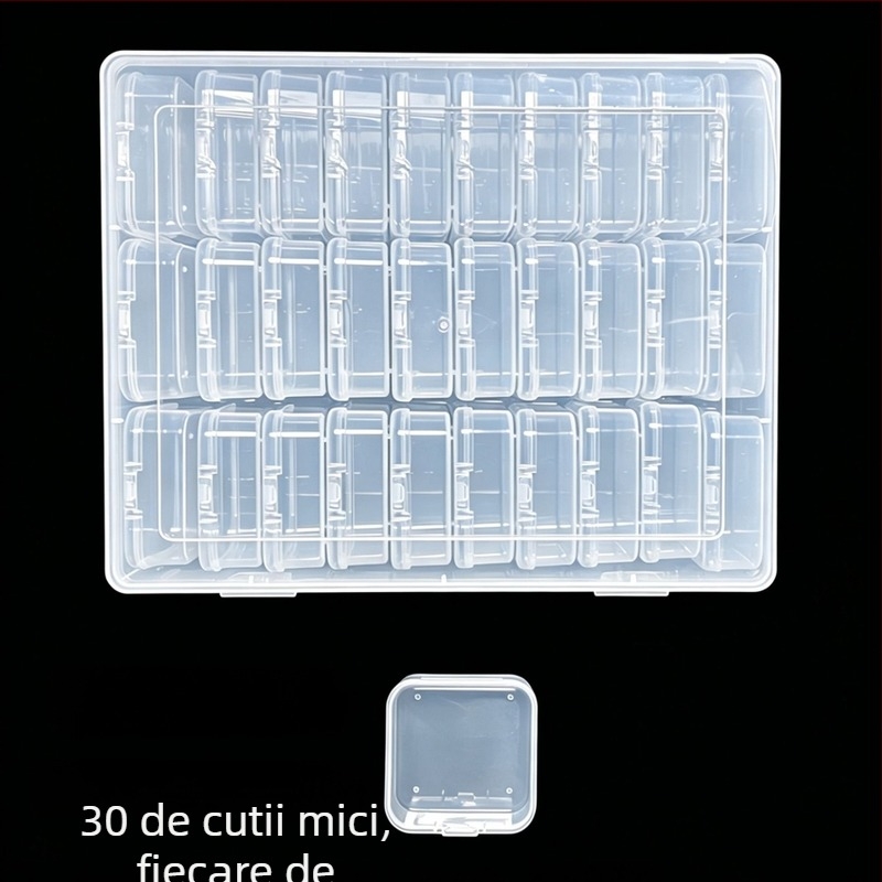 Cutie transparentă de depozitare pentru mărgele de artă, cu divizoare, capacitate mare, kit DIY