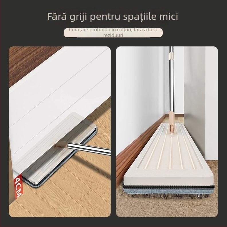 Mop plat pentru uz casnic, fără atingere cu mâinile, curățare într-un singur pas, potrivit pentru suprafețe mari, sufragerie