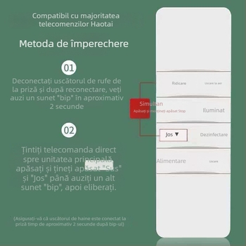 Telecomandă pentru uscător electric inteligent cu ridicare automată Haotaitai/Taitai Le Oupai, generația a patra și a cincea