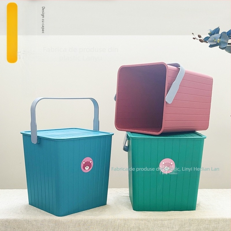 Taburet de depozitare din plastic cu capac, pentru copii, rață galbenă desen animat