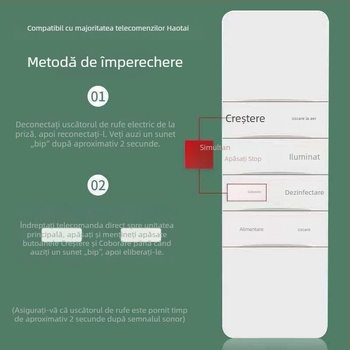 Telecomandă pentru uscător inteligent cu ridicare automată, generațiile 2–4, compatibil cu Haotaitai, Taitaileou și Pai.