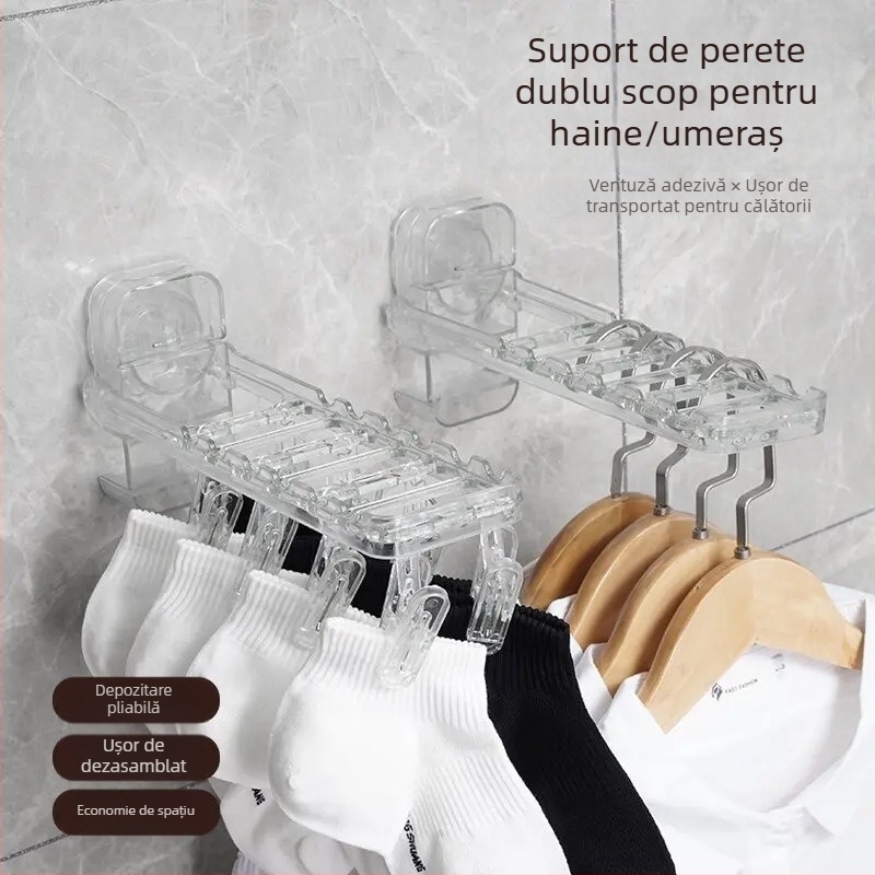 Uscător pentru haine cu ventuză, uscat șosete, suport pliabil de călătorie, depozitare multifuncțională