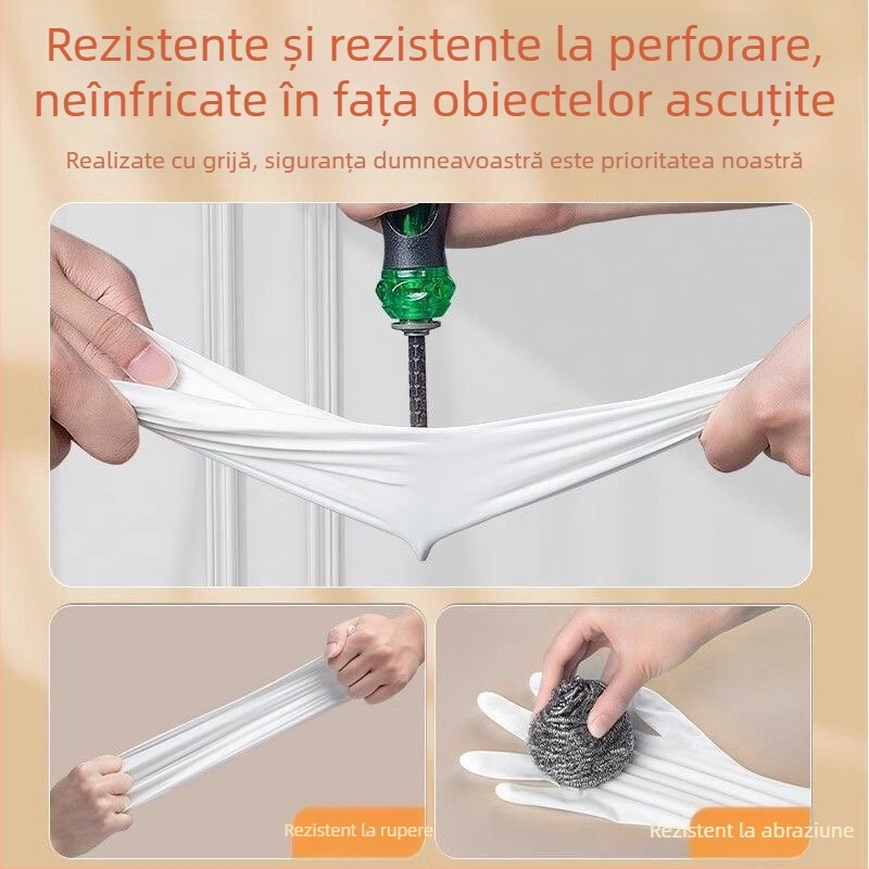 Mănuși de nitril extinse, de unică folișoanță, 16 inci, alimentare, groase, pentru bucătărie și spălat vase, impermeabile.