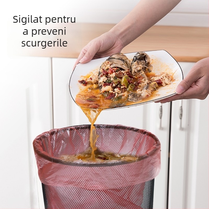 Saci de gunoi negri, cu gură plată, de unică folosință, din polietilenă, pentru uz casnic