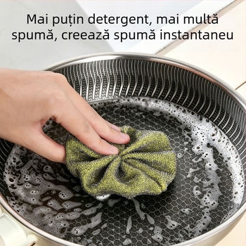 Set japonez pentru curățare în bucătărie, 3 piese: perii din sârmă de oțel și bureți pentru vase
