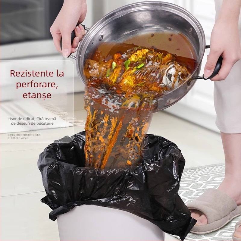 Saci de gunoi gospodărești, groși, mari, pachet economic, negri, pentru bucătărie, 200 bucăți