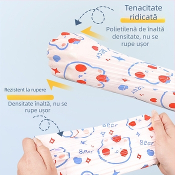 100 pungi groase, mari, cu șnur, pentru uz casnic, în role mari, saci de plastic cu capacitate mare pentru bucătărie