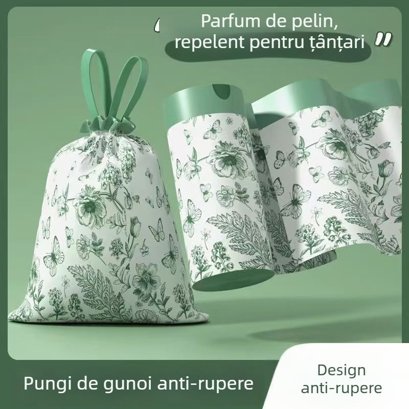 Saci de gunoi cu șnur dublu, pentru uz casnic, negri, mari, foarte groși, pungi din plastic pentru bucătărie
