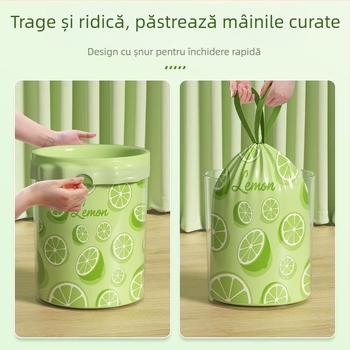 100 de pungi de gunoi pentru uz casnic, cu șnur, verzi lime, extra groase, pentru bucătărie, rezistente la rupturi