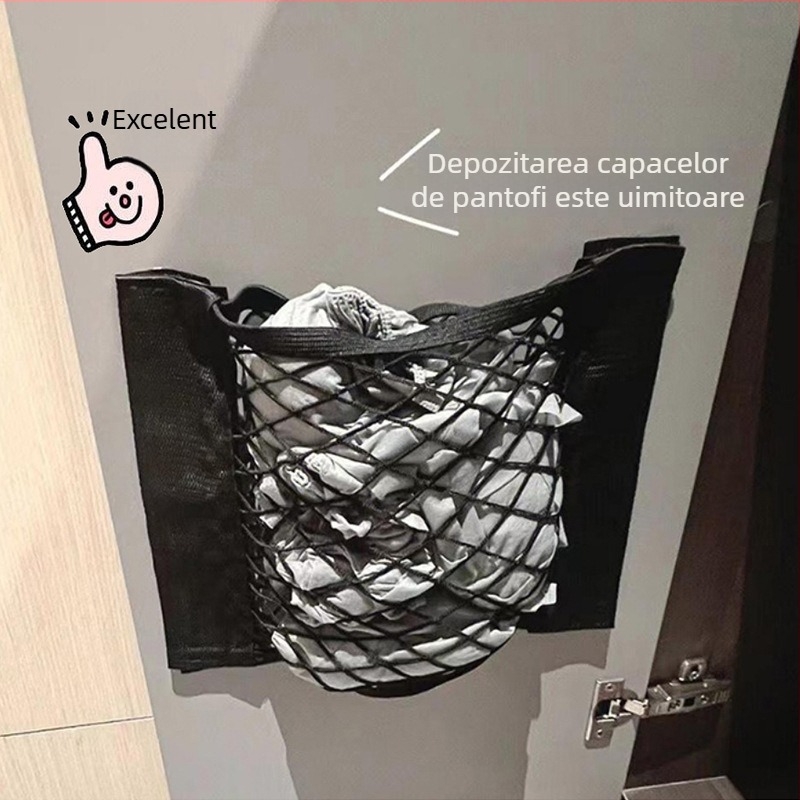 Rețea de depozitare Velcro pentru sacoșe de gunoi de bucătărie și portbagajul mașinii, organizator cu două niveluri